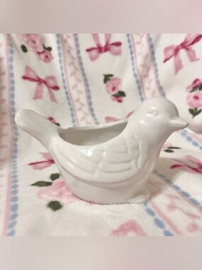 Vintage White Dove Bird Small Planter Ceramic